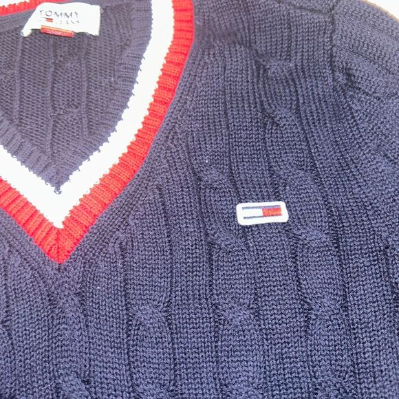 Tommy-hilfiger Women's Navy and Red Jumper - Picture 2 of 6